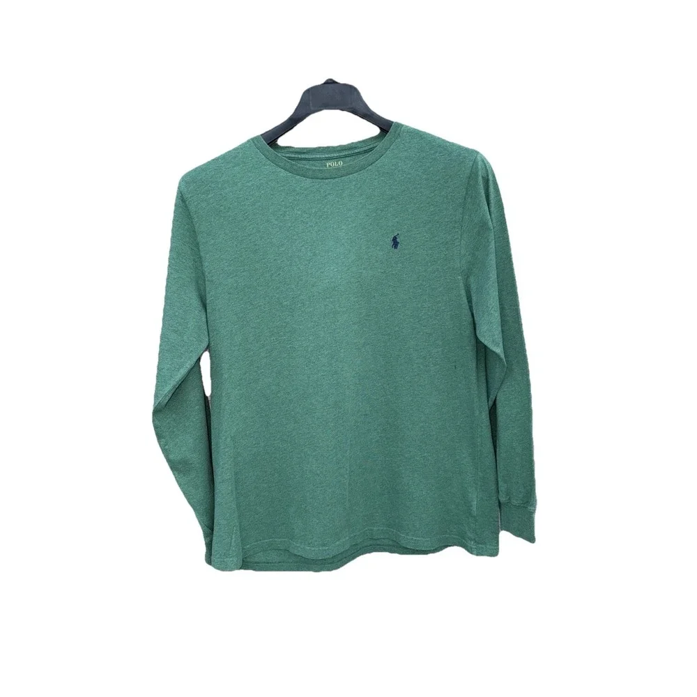 POLO Ralph Lauren Shirt XL /(18-20 )Green Long Sleeve Jersey Cotton Pony Logo.